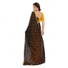 Generic Women's Georgette Printed Saree With Unstitched Blouse 5.5Mtr (Black-Yellow)