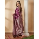 Generic Women's Silk Blend Printed Saree With Unstitched Blouse 5.5Mtr (Purple)