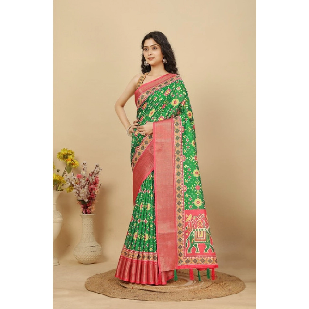 Generic Women's Cotton Silk Printed Saree With Unstitched Blouse 5.5Mtr (Green) Generic Women's Cotton Silk Printed Saree With Unstitched Blouse 5.5Mtr (Green)