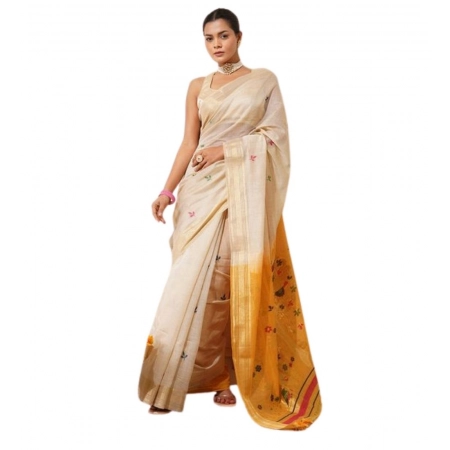 Generic Women's Blended_Cotton Woven_Motifs Saree With Unstitched Blouse 5.5Mtr (Mustard) Generic Women's Blended_Cotton Woven_Motifs Saree With Unstitched Blouse 5.5Mtr (Mustard)