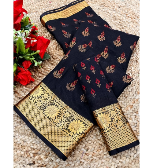 Generic Women's Digital Dolla Silk Printed Saree With Unstitched Blouse 5.5Mtr (Navy Blue)