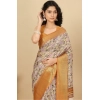 Generic Women's Cotton Silk Floral Printed Saree With Unstitched Blouse 5.5Mtr (Lavender)