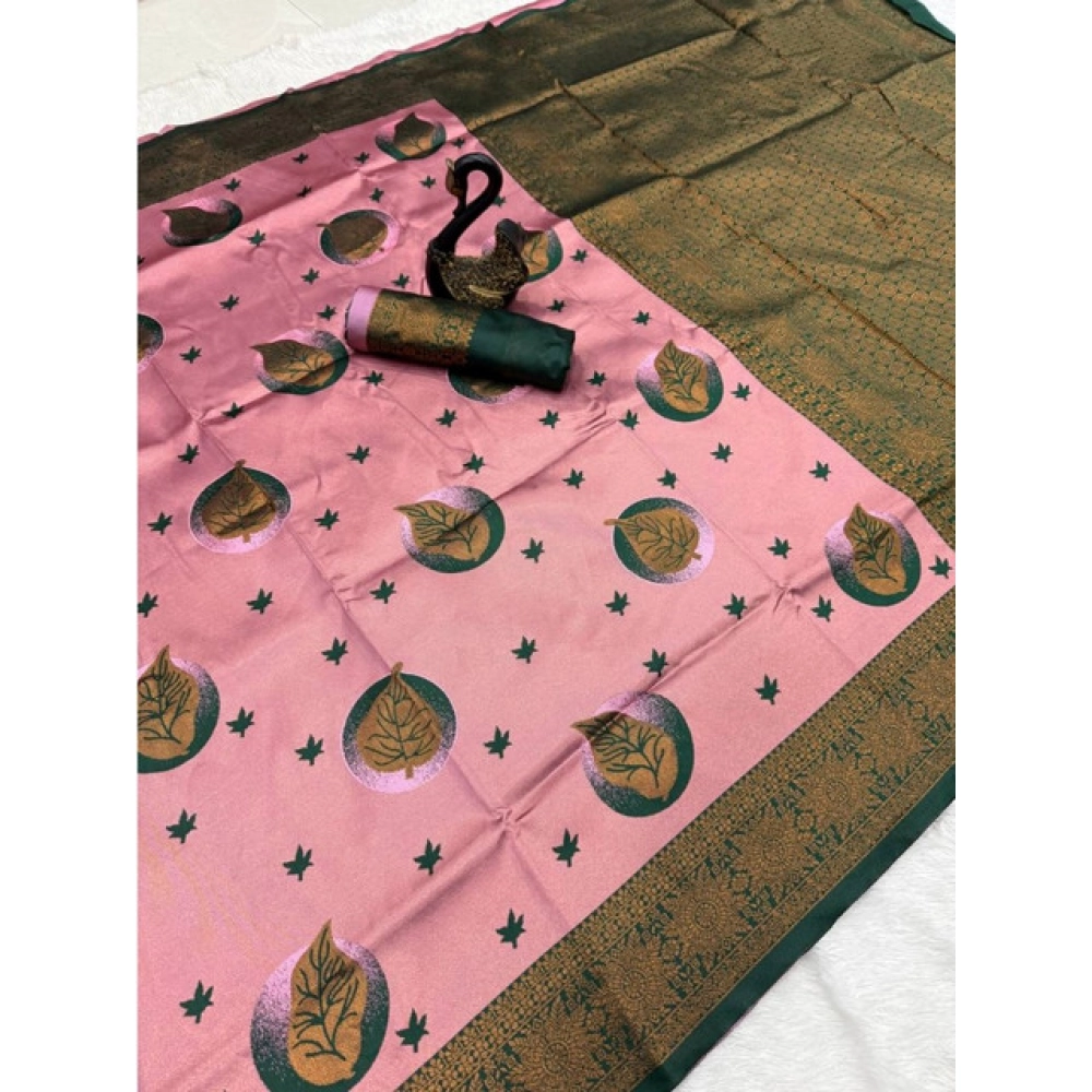 Generic Women's Banarasi Silk Jacquard Work Saree With Unstitched Blouse 5.5Mtr (Light Pink) Generic Women's Banarasi Silk Jacquard Work Saree With Unstitched Blouse 5.5Mtr (Light Pink)