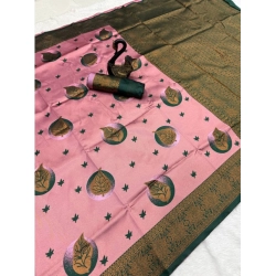 Generic Women's Banarasi Silk Jacquard Work Saree With Unstitched Blouse 5.5Mtr (Light Pink)