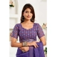 Generic Women's Linen Cotton Printed Ready To Wear Saree With Unstitched Blouse 5.5 Mtr (Purple)