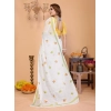 Generic Women's Linen Cotton Printed Saree With Unstitched Blouse 5.5Mtr (White)