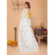 Generic Women's Linen Cotton Printed Saree With Unstitched Blouse 5.5Mtr (White)