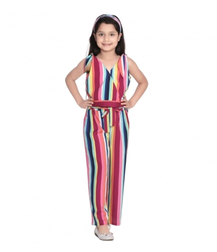 Generic Girl's Polyester Crepe Floral Cold Shoulder Crop Top and Pallazo Set (Multicolor)