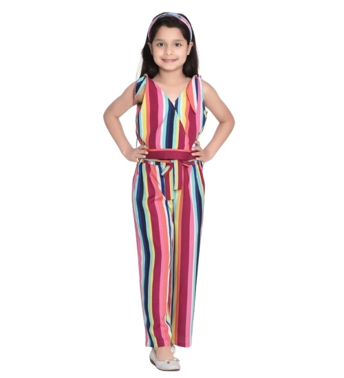 Generic Girl's Polyester Crepe Floral Cold Shoulder Crop Top and Pallazo Set (Multicolor)