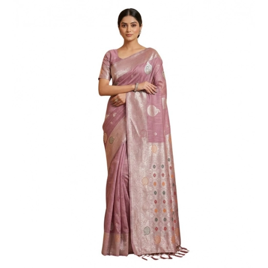 Generic Women's Linen Cotton Printed Saree With Unstitched Blouse 5.5Mtr (Purple) Generic Women's Linen Cotton Printed Saree With Unstitched Blouse 5.5Mtr (Purple)