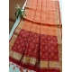 Generic Women's Raw Silk Ikkat Saree With Unstitched Blouse 5.5Mtr (Peach)