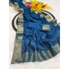 Generic Women's Vichitra Silk Printed Saree With Unstitched Blouse 5.5Mtr (Rama)