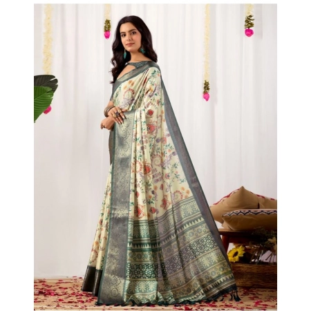 Generic Women's Faux_Silk Printed Saree With Unstitched Blouse 5.5Mtr (Off_White) Generic Women's Faux_Silk Printed Saree With Unstitched Blouse 5.5Mtr (Off_White)