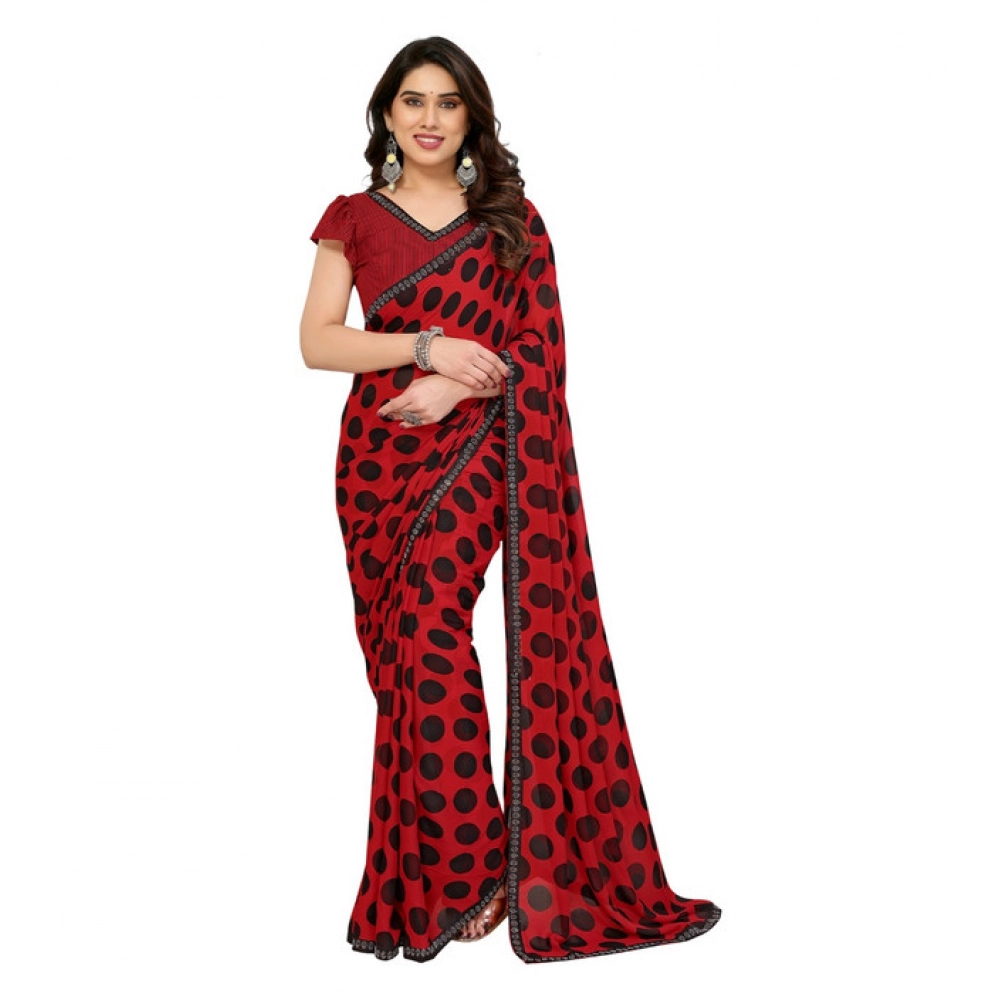 Generic Women's Georgette Printed Saree With Unstitched Blouse 5.5Mtr (Red) Generic Women's Georgette Printed Saree With Unstitched Blouse 5.5Mtr (Red)