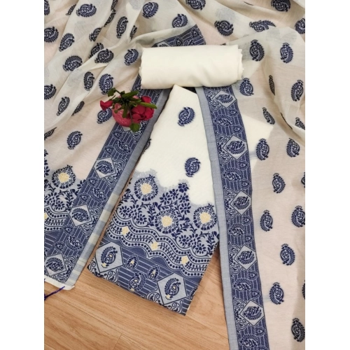 Women's Banarasi Silk Printed Unstitched Salwar Suit Material With Dupatta (Navy Blue, 3Mtrs) Women's Banarasi Silk Printed Unstitched Salwar Suit Material With Dupatta (Navy Blue, 3Mtrs)