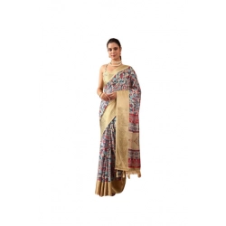 Generic Women's Faux_Banarasi_Silk Printed Saree With Unstitched Blouse 5.5Mtr (Multicolor)