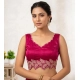 Generic Women's Silk Embroidered Sweetheart Neck Sleeveless Readymade Padded Blouse (Pink, Size 38)