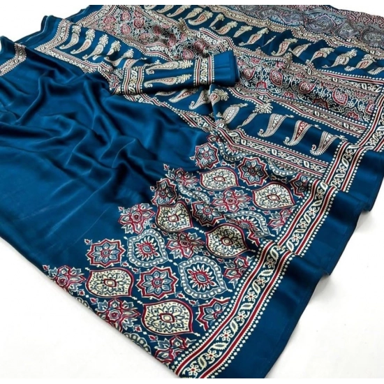 Generic Women's Crepe Printed Saree With Unstitched Blouse 5.5Mtr (Teal) Generic Women's Crepe Printed Saree With Unstitched Blouse 5.5Mtr (Teal)