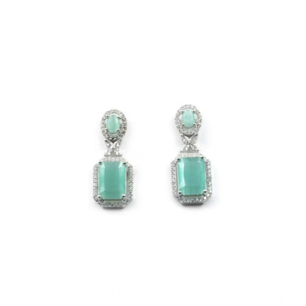 Generic Women's Brass Silver Plated Drop Earrings (Turquoise)