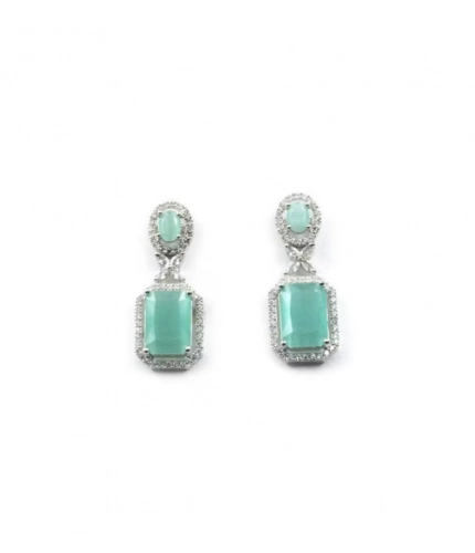 Generic Women's Brass Silver Plated Drop Earrings (Turquoise)