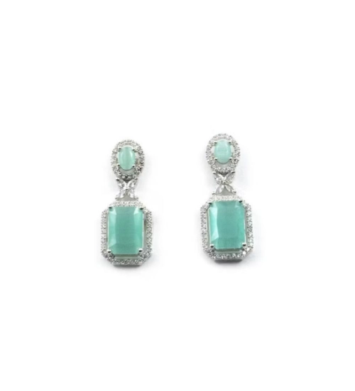 Generic Women's Brass Silver Plated Drop Earrings (Turquoise) Generic Women's Brass Silver Plated Drop Earrings (Turquoise)