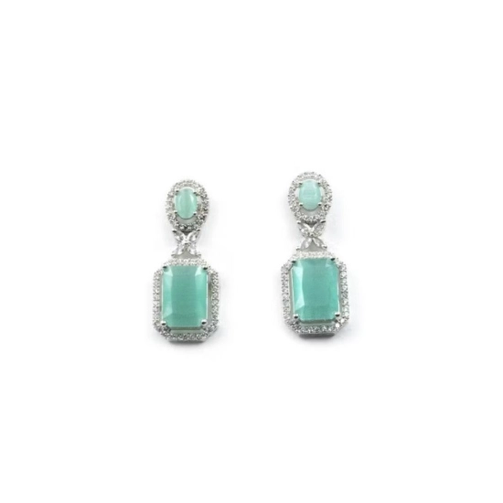 Generic Women's Brass Silver Plated Drop Earrings (Turquoise) Generic Women's Brass Silver Plated Drop Earrings (Turquoise)