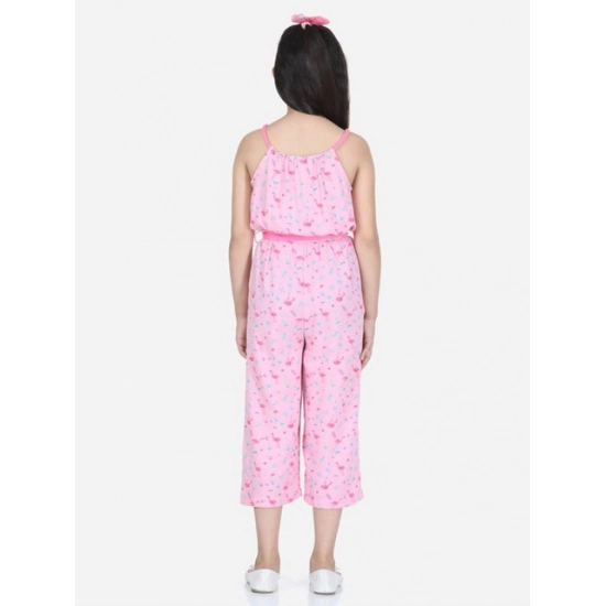 Generic Girl's Rayon Flamingo Print Sleeveless Jumpsuit (Pink) Generic Girl's Rayon Flamingo Print Sleeveless Jumpsuit (Pink)