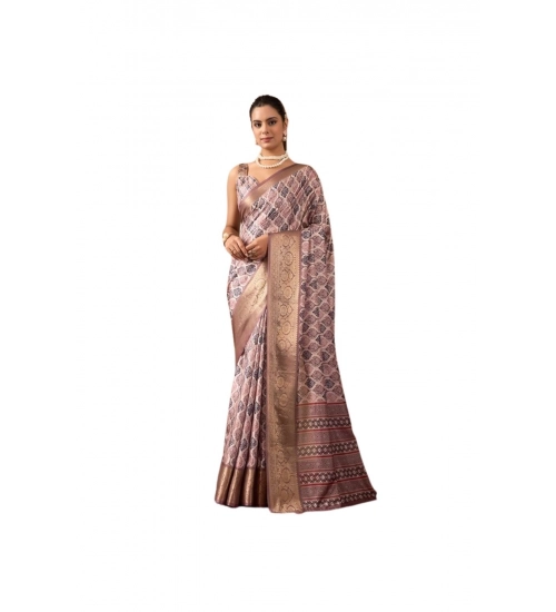 Generic Women's Faux_Silk Printed Saree With Unstitched Blouse 5.5Mtr (Light_Mauve)