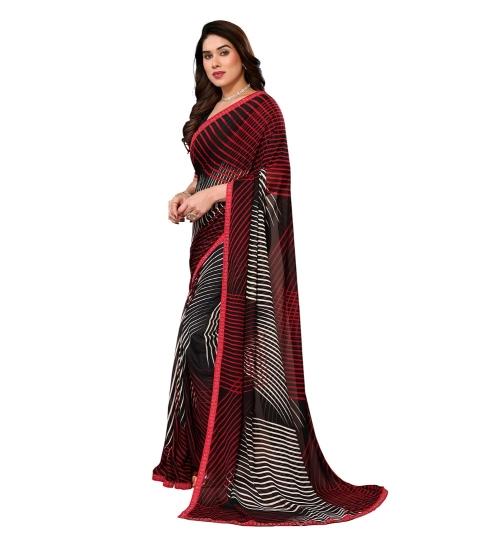 Generic Women's Georgette Printed Saree With Unstitched Blouse 5.5Mtr (Multicolor)