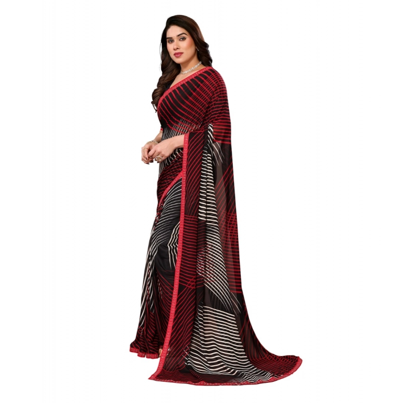 Women's Georgette Printed Saree With Unstitched Blouse 5.5Mtr (Multicolor)