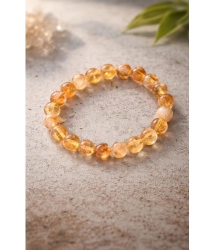 Generic Natural Crystal 8mm Citrine Bracelet (Musterd Yellow)