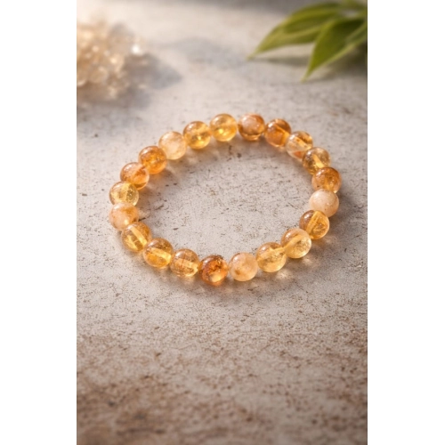 Generic Natural Crystal 8mm Citrine Bracelet (Musterd Yellow)