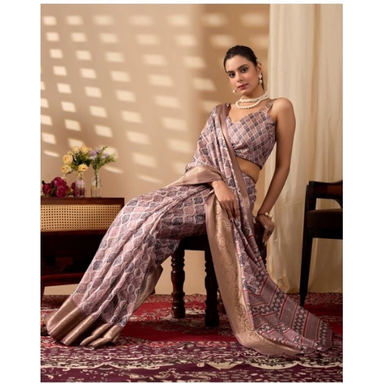 Generic Women's Faux_Silk Printed Saree With Unstitched Blouse 5.5Mtr (Light_Mauve)