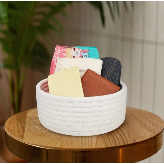 Generic Cotton 8x3 Inch Round 1 Pcs Bedside Organizer With Out Lid (White) Generic Cotton 8x3 Inch Round 1 Pcs Bedside Organizer With Out Lid (White)