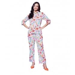 Generic Women's Polyester Floral 3-4th Sleeve Co-Ord Set (Multicolor)