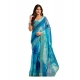 Generic Women's Linen Cotton Printed Ready To Wear Saree With Unstitched Blouse 5.5 Mtr (Blue)