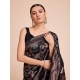 Generic Women's Soft Silk Jacquard Saree With Unstitched Blouse 5.5Mtr (Black)