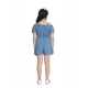 Generic Girl's Rayon Solid Sleeveless Jumpsuit (Blue)