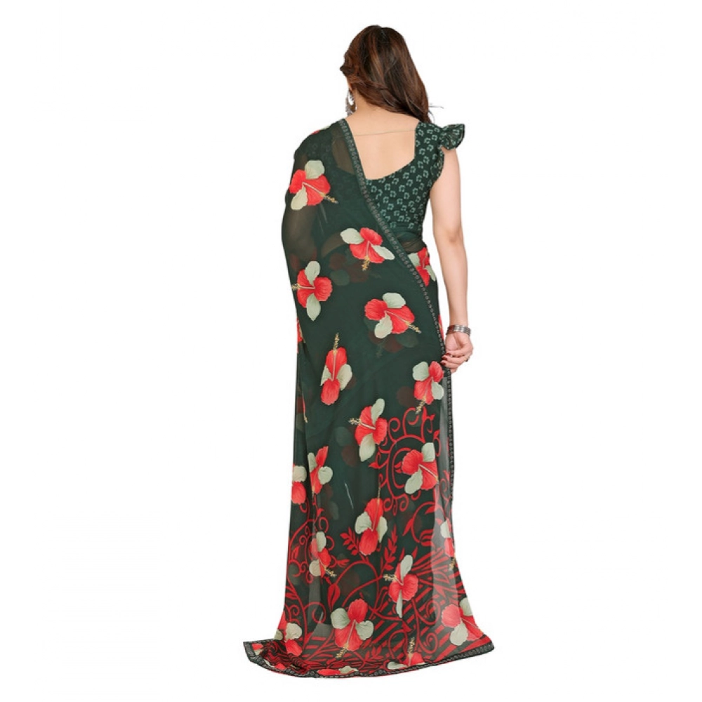 Generic Women's Georgette Printed Saree With Unstitched Blouse 5.5Mtr (Green) Generic Women's Georgette Printed Saree With Unstitched Blouse 5.5Mtr (Green)