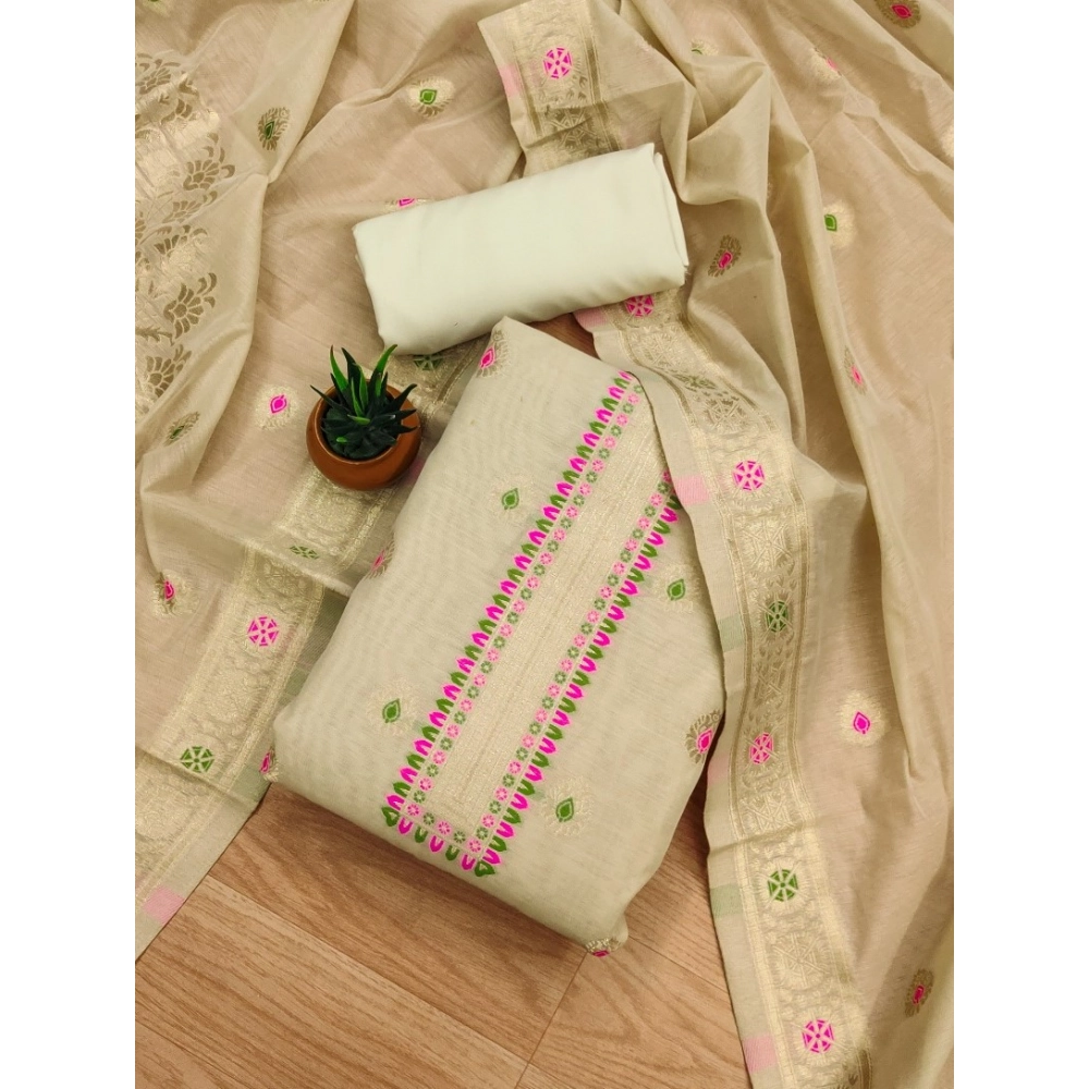 Generic Women's Banarasi Silk Printed Unstitched Salwar Suit Material With Dupatta (Cream, 3Mtrs) Generic Women's Banarasi Silk Printed Unstitched Salwar Suit Material With Dupatta (Cream, 3Mtrs)