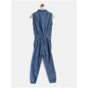 Generic Girl's Denim Embellished Sleeveless Jumpsuit (Blue) Generic Girl's Denim Embellished Sleeveless Jumpsuit (Blue)