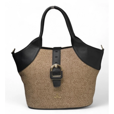 Generic Women's Polyurethane Textured Two-Tone Tote Handbag with Adjustable & Removable Strap (Beige) Generic Women's Polyurethane Textured Two-Tone Tote Handbag with Adjustable & Removable Strap (Beige)