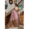 Generic Women's Silk Blend Booti Work Ready to wear Saree With Unstitched Blouse 5.5Mtr (Lavender)