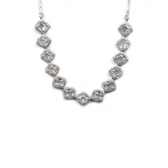 Generic Women's Brass Silver Plated Necklace set (White) Generic Women's Brass Silver Plated Necklace set (White)