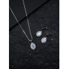 Generic Women's Brass Silver Plated Pendant Set (Grey)