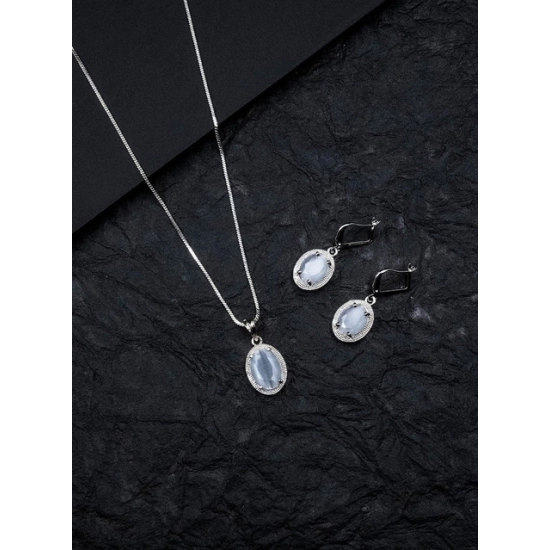 Generic Women's Brass Silver Plated Pendant Set (Grey)