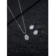 Generic Women's Brass Silver Plated Pendant Set (Grey)