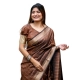 Generic Women's Faux_Banarasi Lining Pattern Saree With Unstitched Blouse 5.5Mtr (Light_Brown) Generic Women's Faux_Banarasi Lining Pattern Saree With Unstitched Blouse 5.5Mtr (Light_Brown)