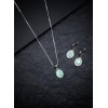 Generic Women's Brass Silver Plated Pendant Set (Turquoise)