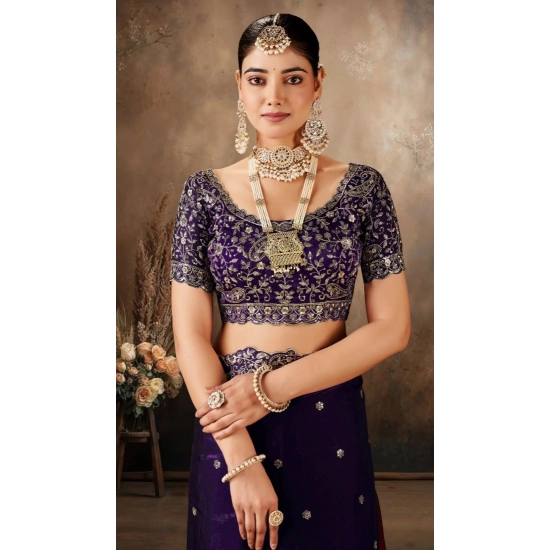 Generic Women's Silk Embroidered Saree With Unstitched Blouse 5.5Mtr (Purple) Generic Women's Silk Embroidered Saree With Unstitched Blouse 5.5Mtr (Purple)